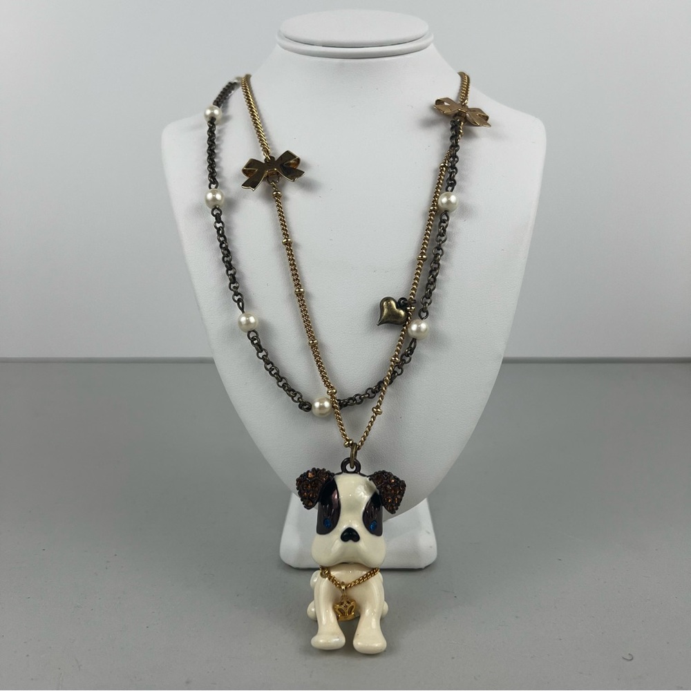 Betsey Johnson Royal Engagement French Bulldog Two-tier Pendant Necklace